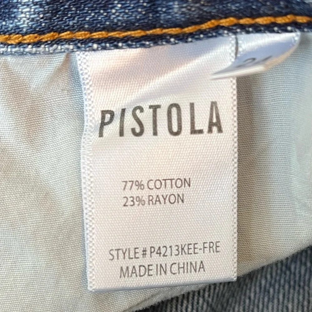 Pistola High Waist Cotton Distressed Raw Hem Long Denim Shorts Size Women’s 24